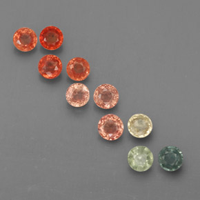 Gemas de zafiro multicolor natural de  ct, corte redondo, VVS-VS