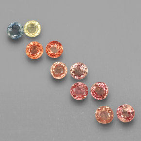 Gemas de zafiro multicolor natural de  ct, corte redondo, VVS-VS