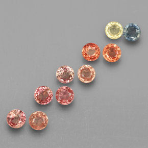 Gemas de zafiro multicolor natural de  ct, corte redondo, VVS-VS