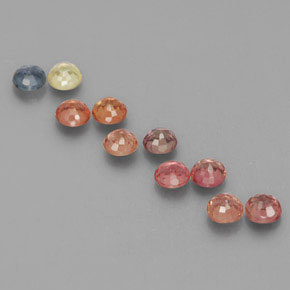 Gemas de zafiro multicolor natural de  ct, corte redondo, VVS-VS