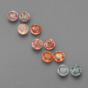 Gemas de zafiro multicolor natural de  ct, corte redondo, VS