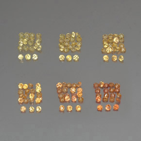 Gemas de zafiro naranja natural de  ct, corte redondo, VVS-VS