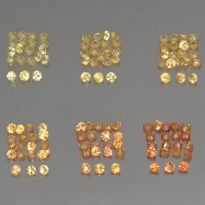 Gemas de zafiro naranja natural de  ct, corte redondo, VVS-VS