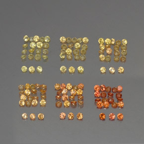 Gemas de zafiro naranja natural de  ct, corte redondo, VVS-VS