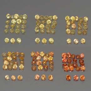 Gemas de zafiro naranja natural de  ct, corte redondo, VVS-VS