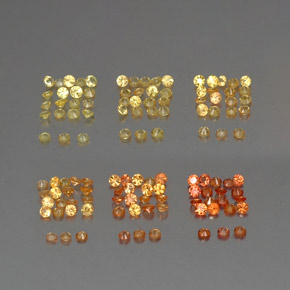 Gemas de zafiro naranja natural de  ct, corte redondo, VVS-VS