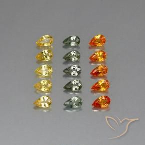 Gemas de zafiro multicolor natural de 3,88 ct, en forma de pera, VVS