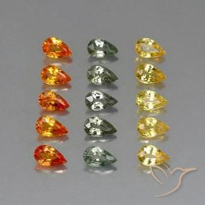 Gemas de zafiro multicolor natural de 3,88 ct, en forma de pera, VVS