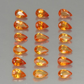 Gemas de zafiro naranja natural de  ct, en forma de pera, VVS-VS