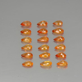 Gemas de zafiro naranja natural de  ct, en forma de pera, VVS-VS