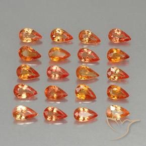 Gemas de Zafiro Naranja medio natural de 4.60 ct, En forma de pera, VVS-VS