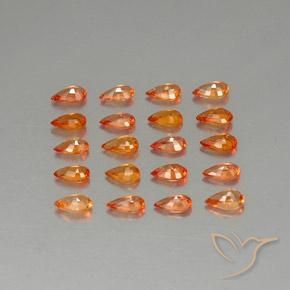 Gemas de Zafiro Naranja medio natural de 4.60 ct, En forma de pera, VVS-VS