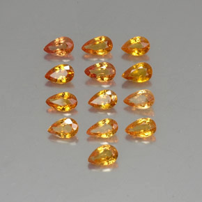 Gemas de zafiro naranja natural de 3,77 ct, en forma de pera, VVS-VS
