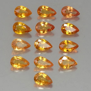 Gemas de zafiro naranja natural de 3,77 ct, en forma de pera, VVS-VS
