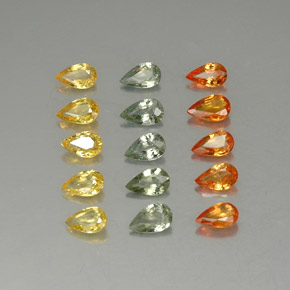 Gemas de zafiro multicolor natural de 3,20 ct, en forma de pera, VVS-VS