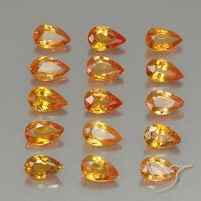 Gemas de Zafiro Naranja medio natural de 4.46 ct, En forma de pera, VVS-VS