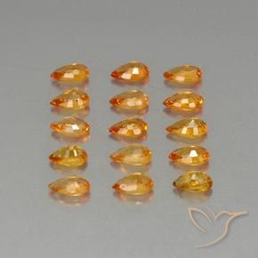 Gemas de Zafiro Naranja medio natural de 4.46 ct, En forma de pera, VVS-VS