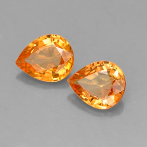 Gemas de zafiro naranja natural de  ct, en forma de pera, VS