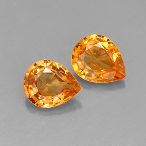 Gemas de zafiro naranja natural de  ct, en forma de pera, VS