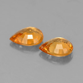 Gemas de zafiro naranja natural de  ct, en forma de pera, VS