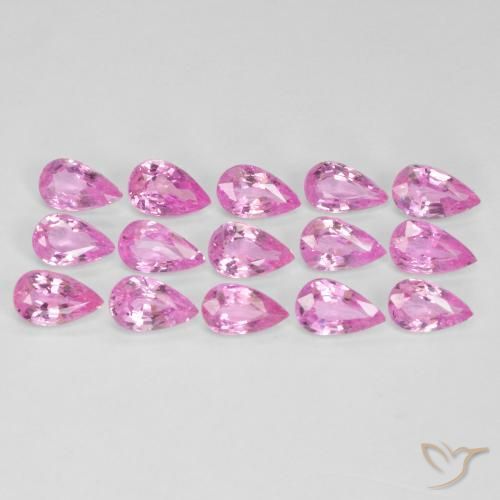 Gemas de Zafiro Rosado medio natural de 4.26 ct, En forma de pera, VVS-VS