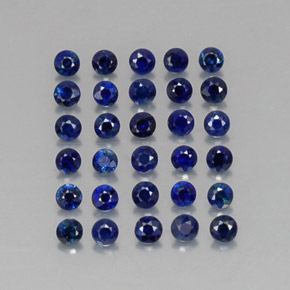 Gemas de zafiro azul natural de  ct, corte redondo, VVS-VS
