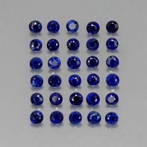 Gemas de zafiro azul natural de  ct, corte redondo, VVS-VS
