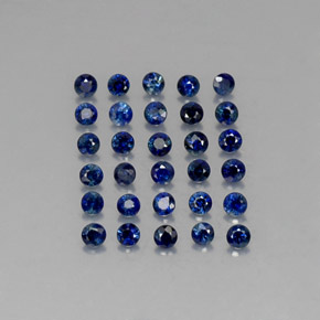 Gemas de zafiro azul natural de  ct, corte redondo, VVS-VS