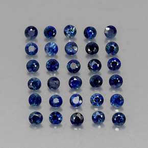 Gemas de zafiro azul natural de  ct, corte redondo, VVS-VS