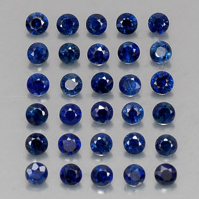 Gemas de zafiro azul natural de  ct, corte redondo, VVS-VS