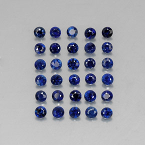 Gemas de zafiro azul natural de  ct, corte redondo, VVS-VS