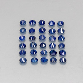 Gemas de zafiro azul natural de  ct, corte redondo, VVS-VS