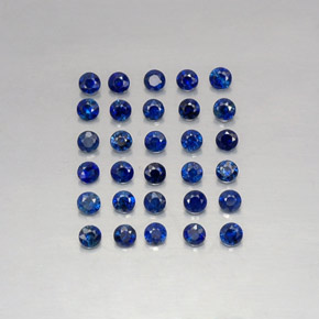 Gemas de zafiro azul natural de  ct, corte redondo, VVS-VS