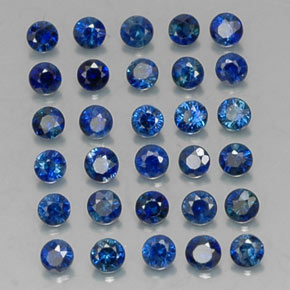 Gemas de zafiro azul natural de  ct, corte redondo, VVS-VS