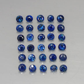 Gemas de zafiro azul natural de  ct, corte redondo, VVS-VS