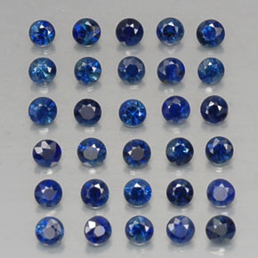 Gemas de zafiro azul natural de  ct, corte redondo, VVS-VS