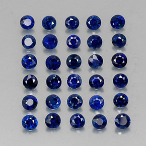 Gemas de zafiro azul natural de  ct, corte redondo, VVS-VS
