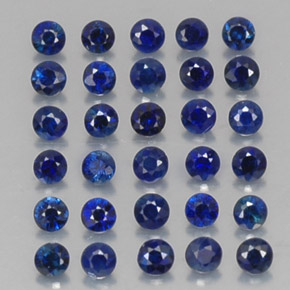 Gemas de zafiro azul natural de  ct, corte redondo, VVS-VS