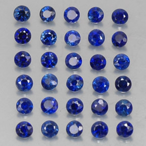 Gemas de zafiro azul natural de  ct, corte redondo, VVS-VS