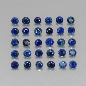 Gemas de zafiro azul natural de  ct, corte redondo, VVS-VS