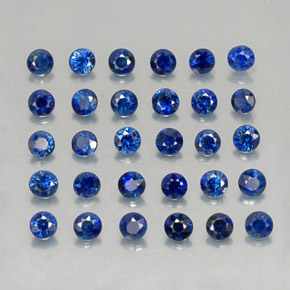 Gemas de zafiro azul natural de  ct, corte redondo, VVS-VS