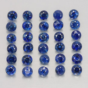 Gemas de zafiro azul natural de  ct, corte redondo, VVS-VS