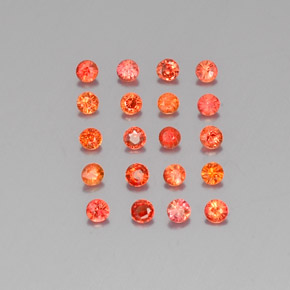 Gemas de zafiro naranja natural de  ct, corte redondo, VVS-VS