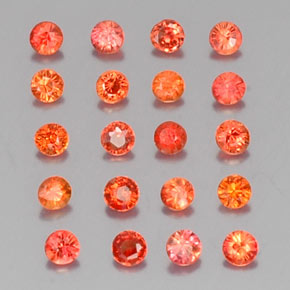 Gemas de zafiro naranja natural de  ct, corte redondo, VVS-VS