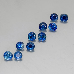 Gemas de zafiro azul natural de  ct, corte redondo, VVS-VS