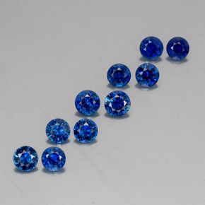 Gemas de zafiro azul natural de  ct, corte redondo, VVS-VS