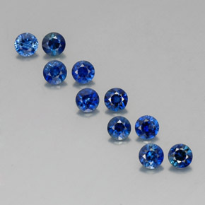Gemas de zafiro azul natural de  ct, corte redondo, VVS-VS