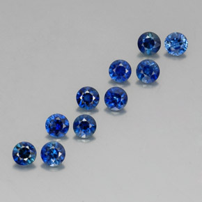 Gemas de zafiro azul natural de  ct, corte redondo, VVS-VS