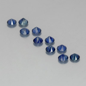 Gemas de zafiro azul natural de  ct, corte redondo, VVS-VS