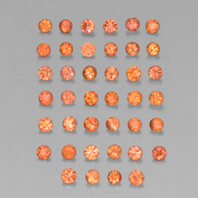 Gemas de zafiro naranja natural de  ct, corte redondo, VVS-VS